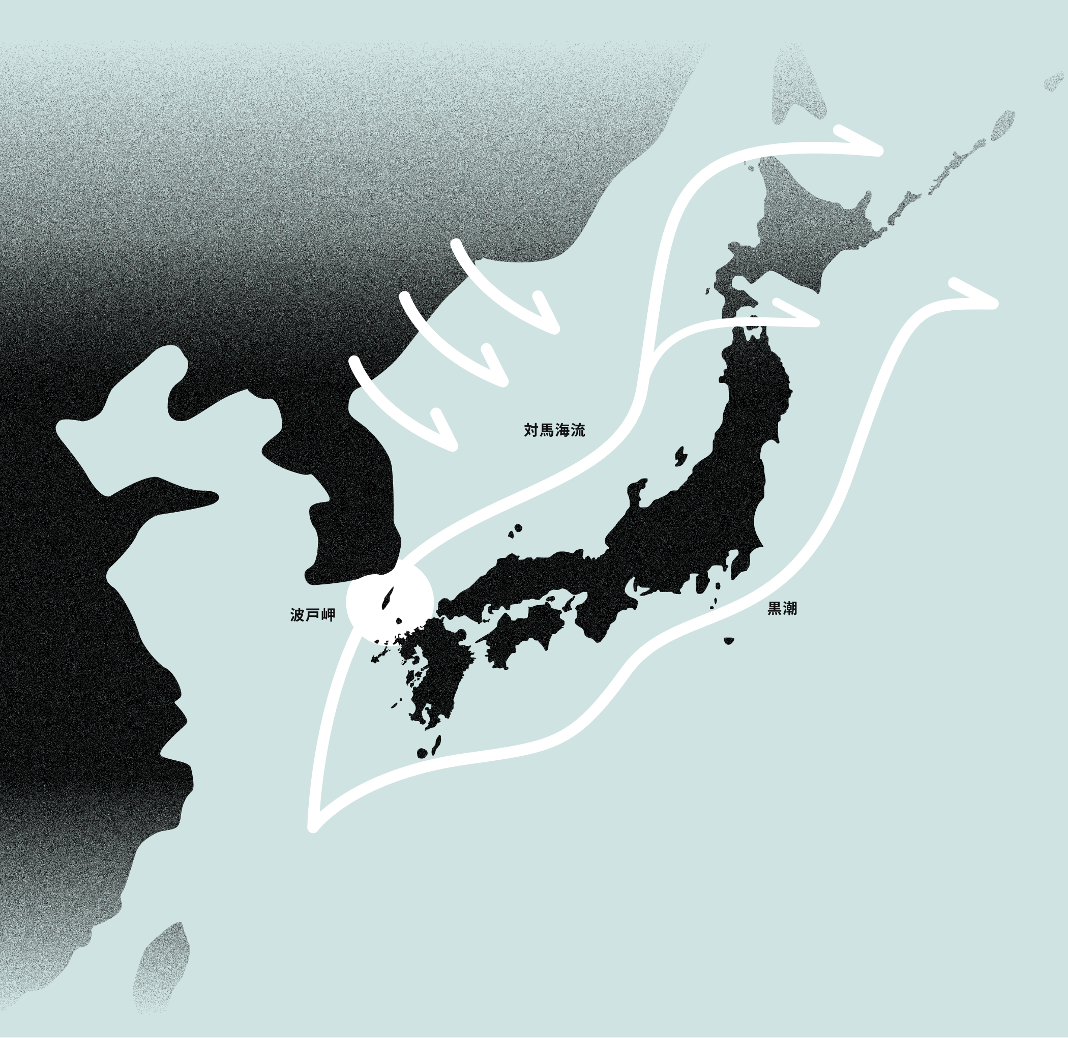 日本地図と海流
